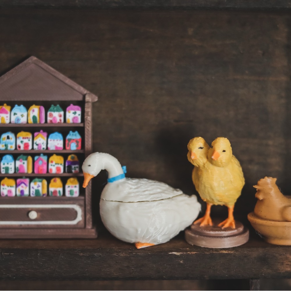 miniatures trinket shelf | Lenox spice shelf | hen on a nest | cottagecore bundl